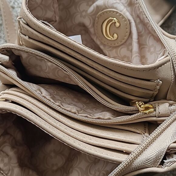 EUC C Women's tan wallet crossbody bag clutch purse removalable shoulder strap - Picture 11 of 13